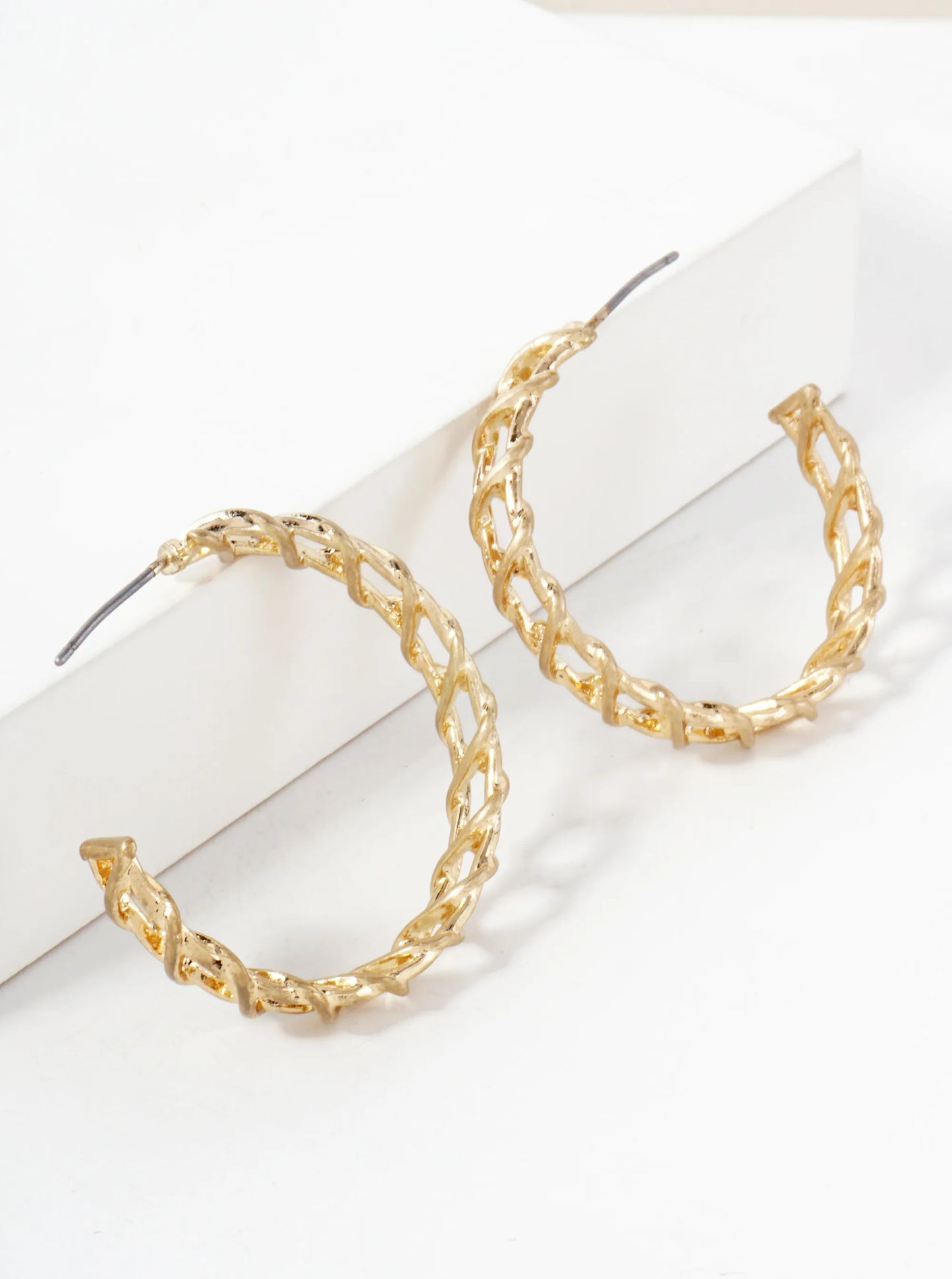 Wrapped Wire Detail 30mm Metal Open Hoop Earrings