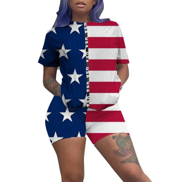 American Flag T-Shirt and Shorts Set