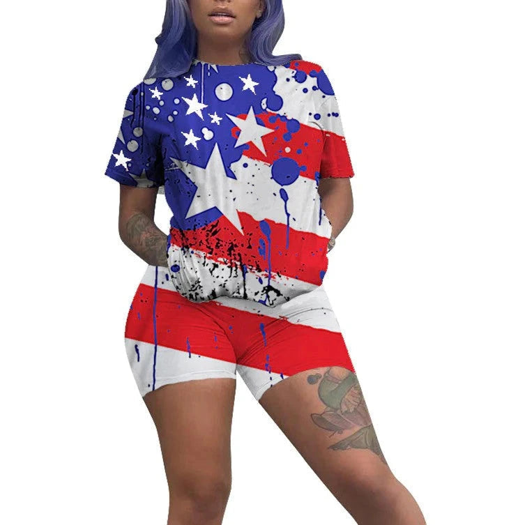 American Flag T-Shirt and Shorts Set