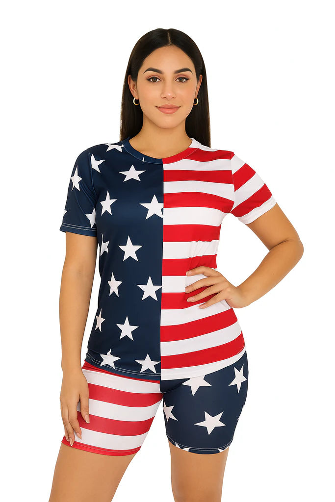 Patriotic Star & Stripe Short Set