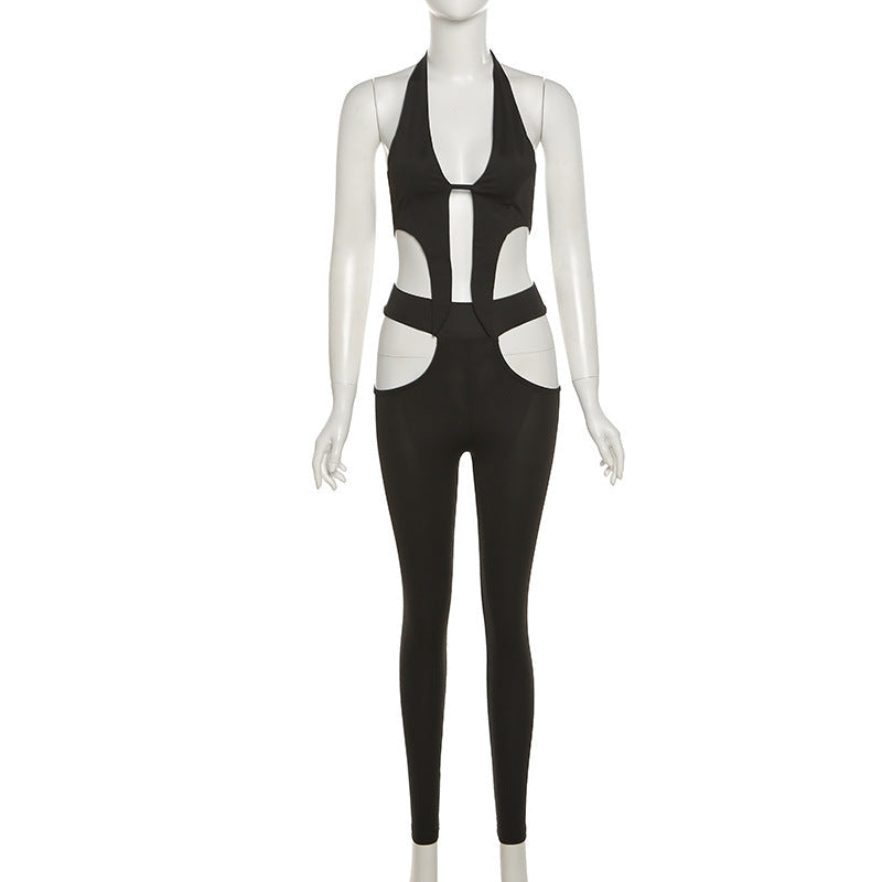 Cut-Out Halter Jumpsuit Set