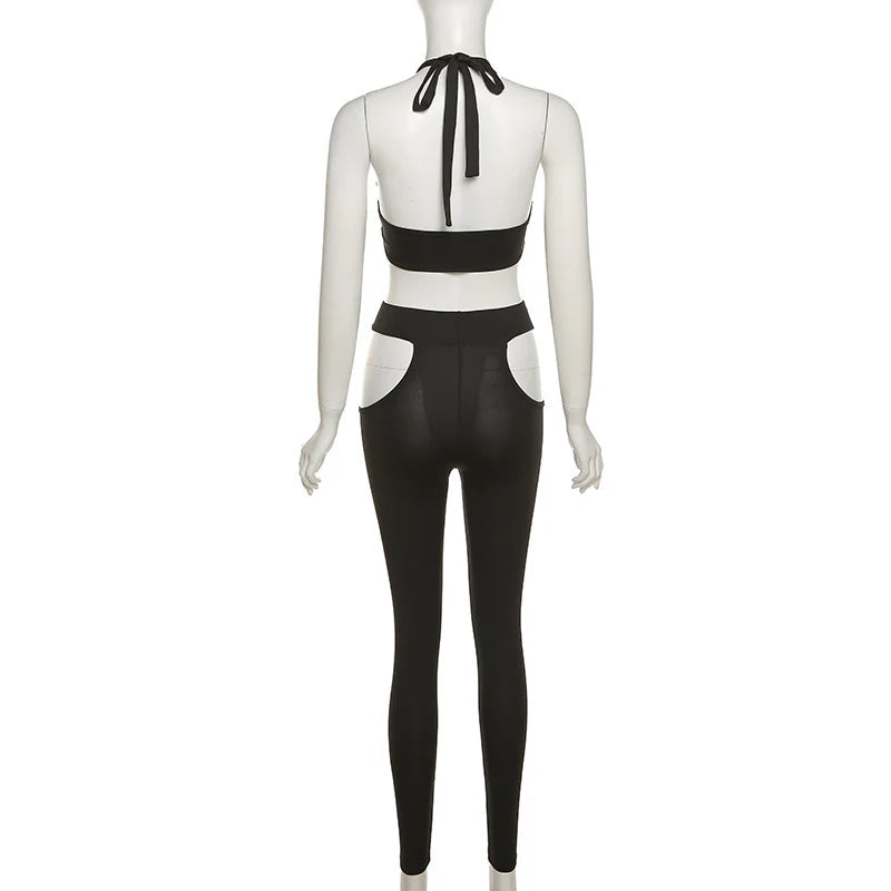 Cut-Out Halter Jumpsuit Set