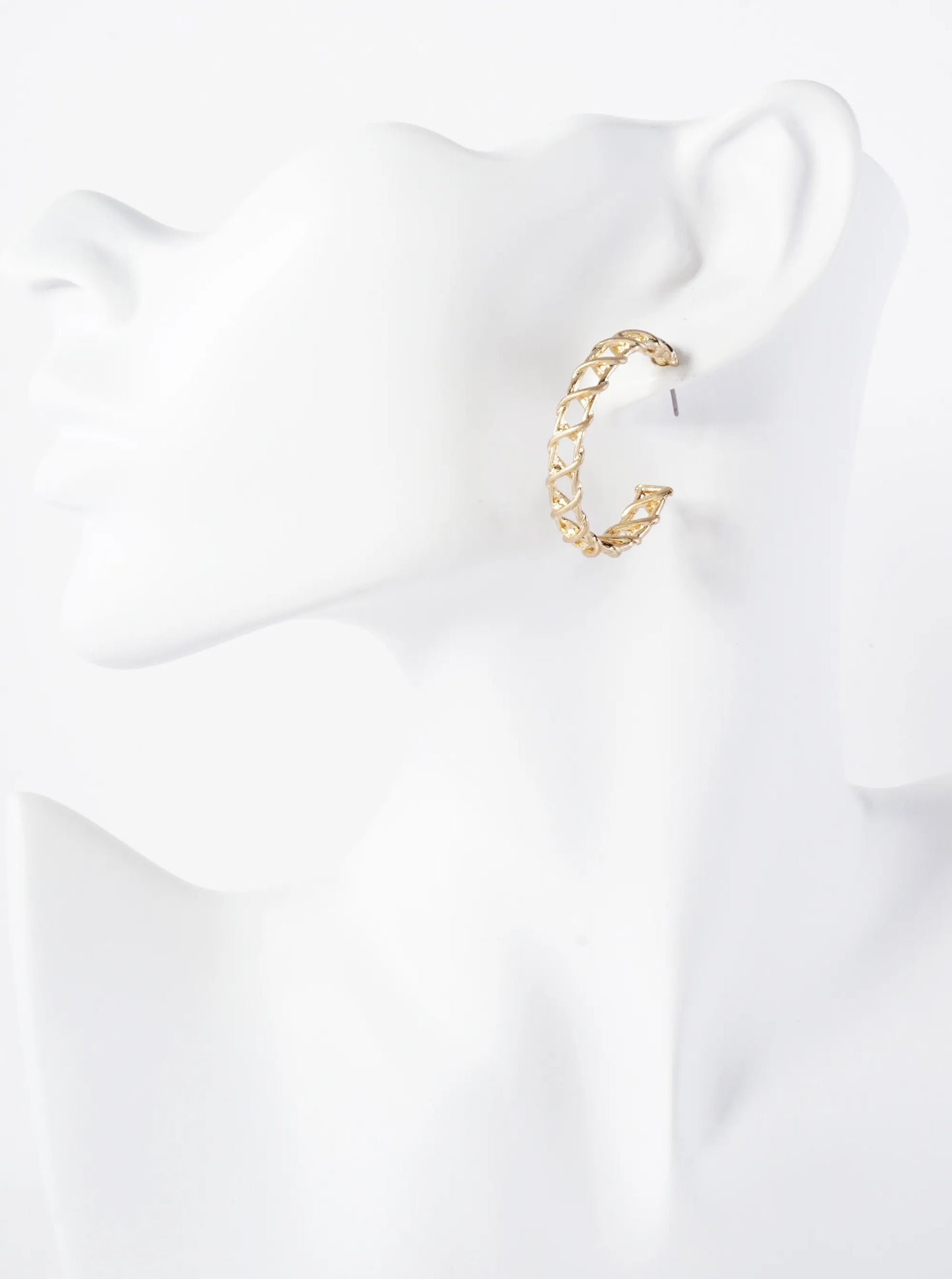 Wrapped Wire Detail 30mm Metal Open Hoop Earrings