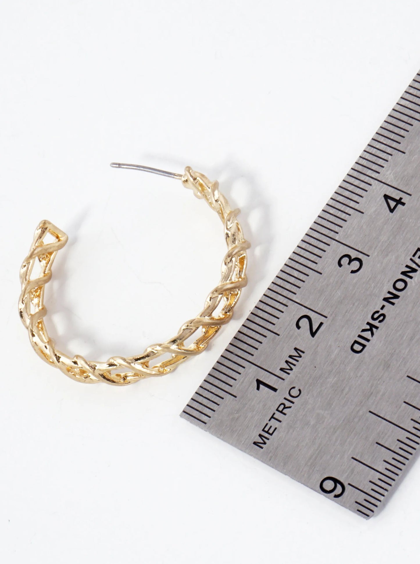 Wrapped Wire Detail 30mm Metal Open Hoop Earrings