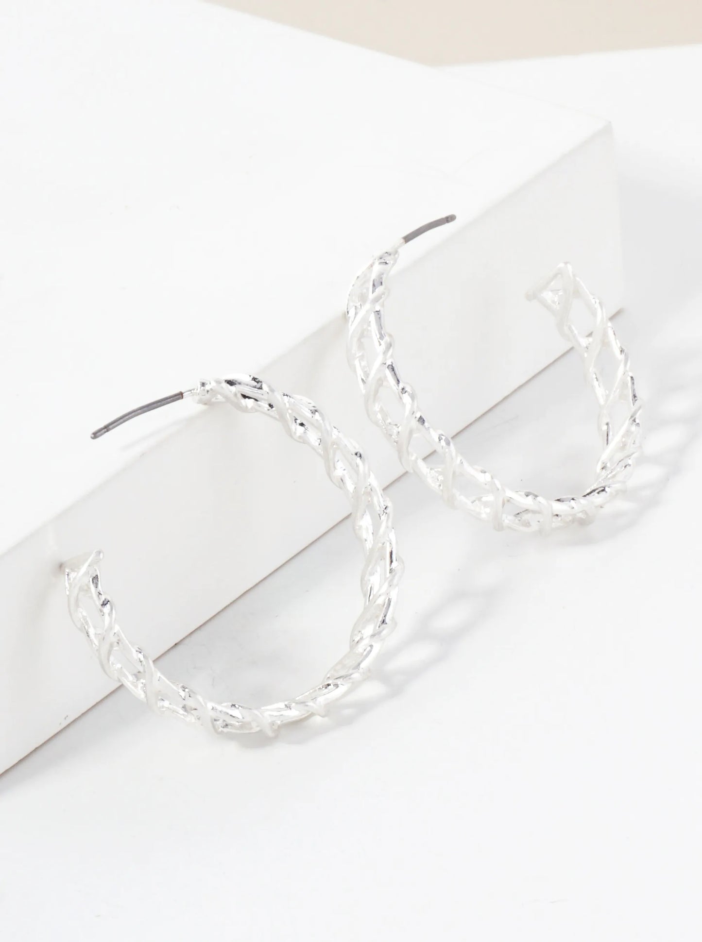 Wrapped Wire Detail 30mm Metal Open Hoop Earrings