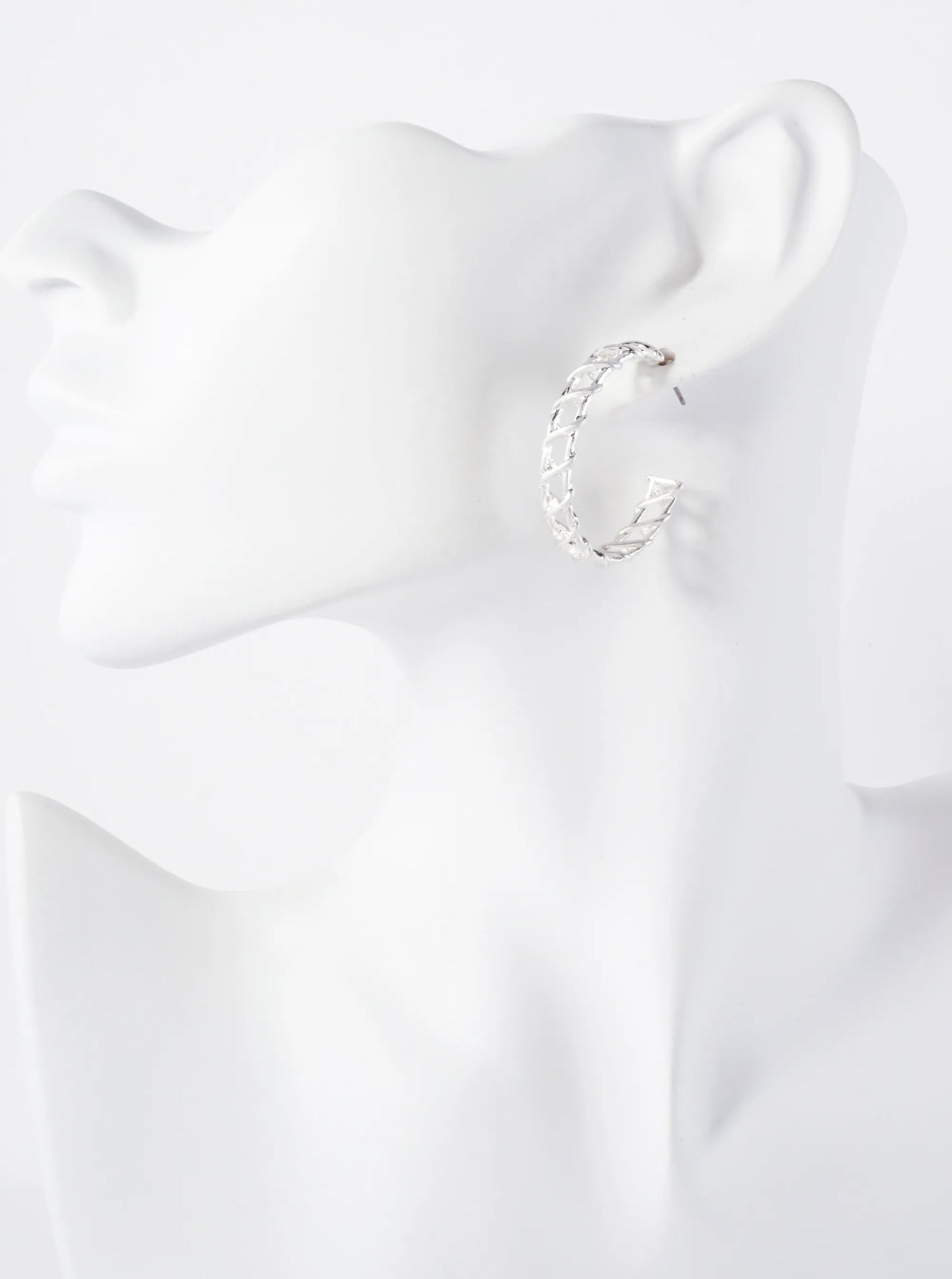 Wrapped Wire Detail 30mm Metal Open Hoop Earrings