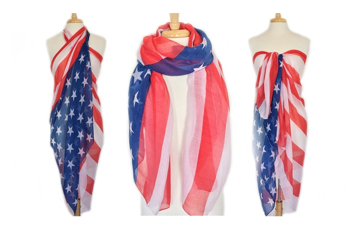 Patriotic American Flag Sheer Scarf FX 154