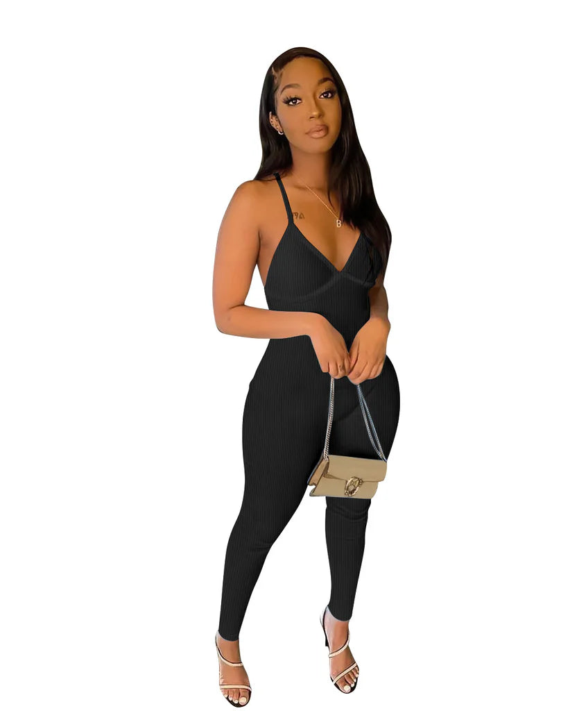 RIBBED SEAMLESS JUMPSUIT SOLID