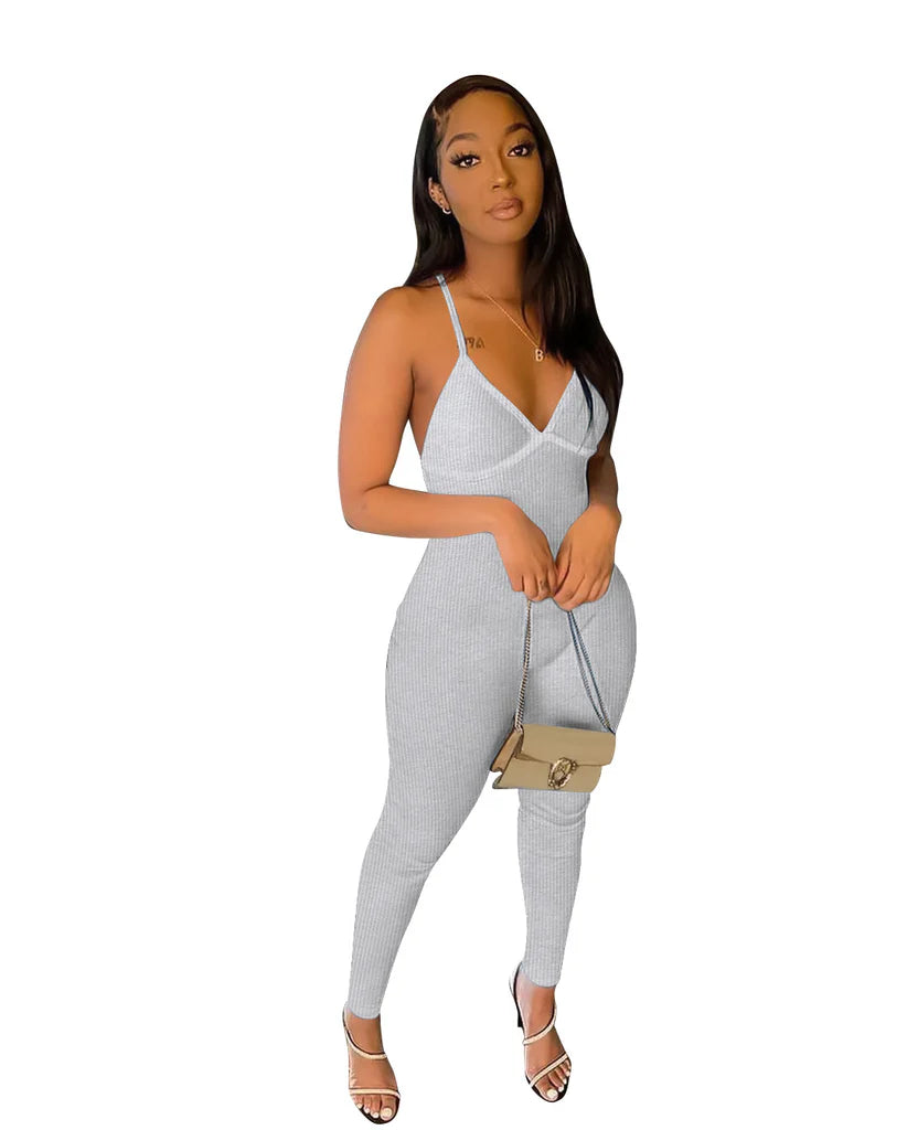 RIBBED SEAMLESS JUMPSUIT SOLID