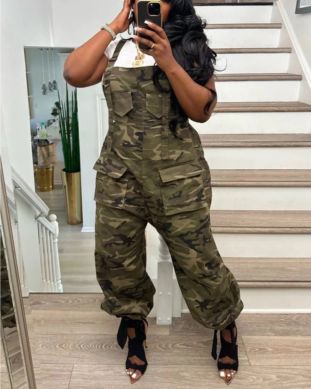 Streetwear Loose Camouflage Overalls