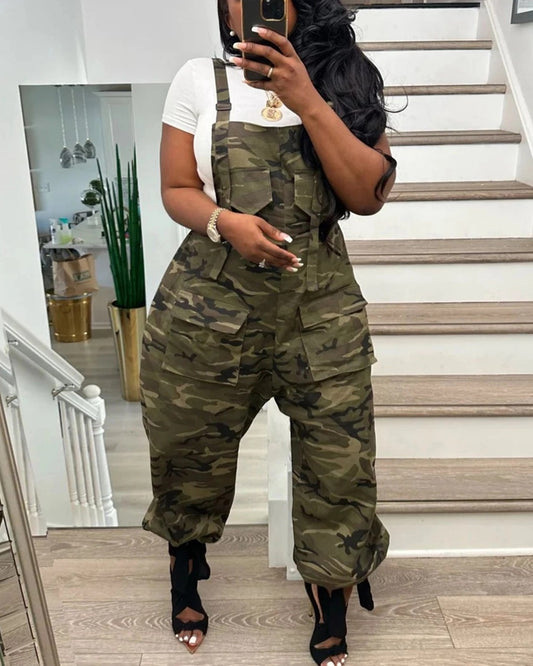 Streetwear Loose Camouflage Overalls